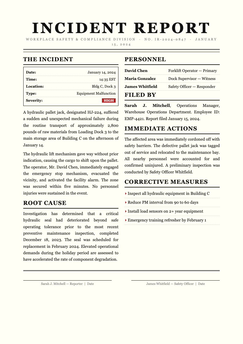 New York editorial incident report
